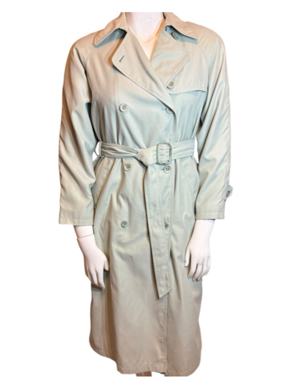 Women's LONDON FOG Trench Coat 8P Sage Green - Picture 2 of 16